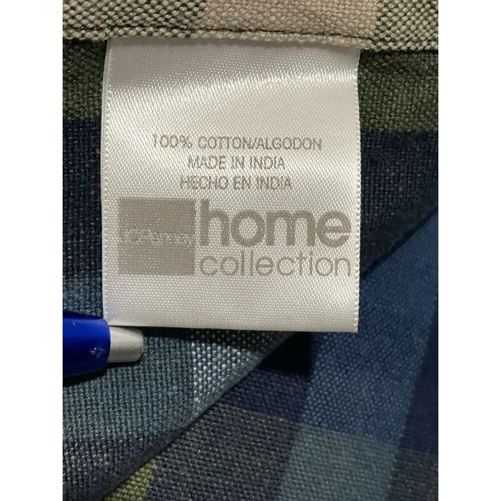 JCPenney Home Valance Bradley Stripe Plaid Valance Woven Cotton Blue Olive Green